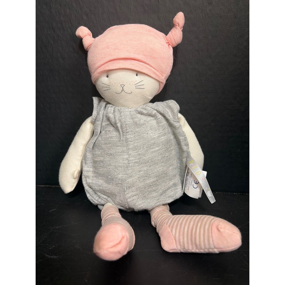 HTF Moulin Roty Les Petits Dodos Cat Plush Baby Doll Lovey French Soft Toy Plush